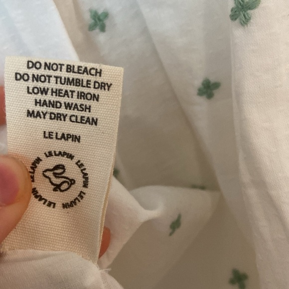 NWT Le Lapin Green Embroidered 100% cotton Top - Picture 6 of 7
